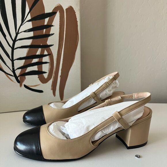 NEW Tuckernuck FS/NY‎ Black Baton Camel Nappa Leather Slingback Mules Size 6 - Picture 2 of 10